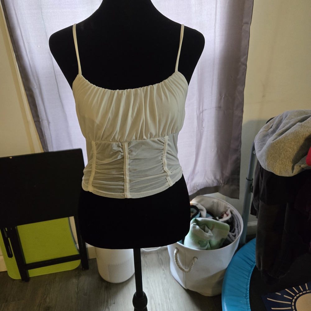 Rue21 White Ruched Fitted Camisole